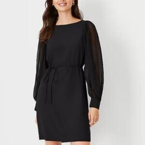 Ann Taylor Chiffon Sleeve Belted Dress